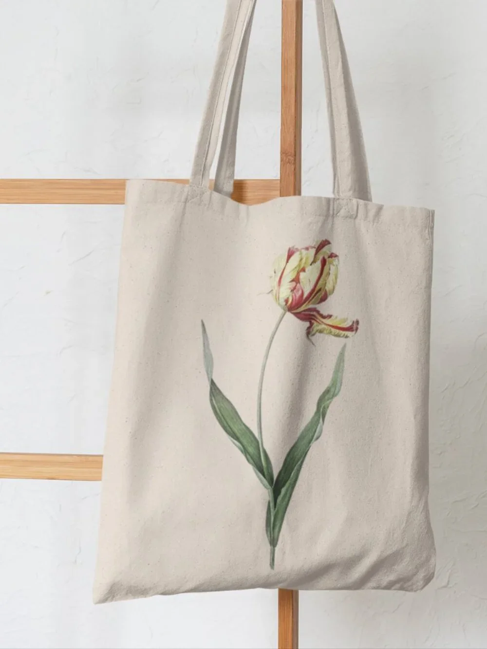 Didier's Tulip Vintage Floral Print Graphic Canvas Tote Bag